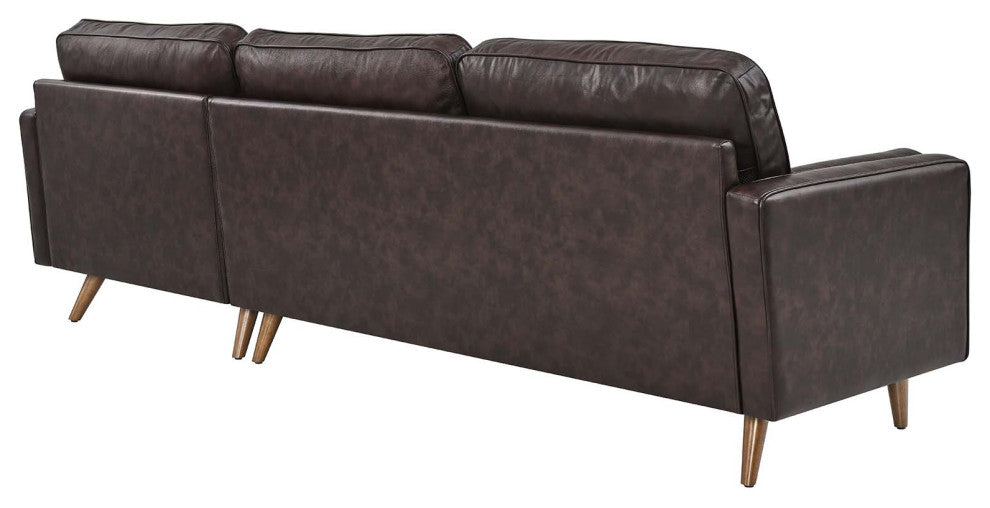 Valour 98" Leather Sectional Sofa, Brown