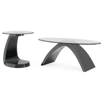 Furniture of America Pelletoni 2Pc Tempered Glass Top Coffee Table Set in Gray