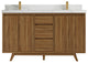 Madison Teak 60 Double Bathroom Vanity in Dark Natural 2" Calacatta Laza