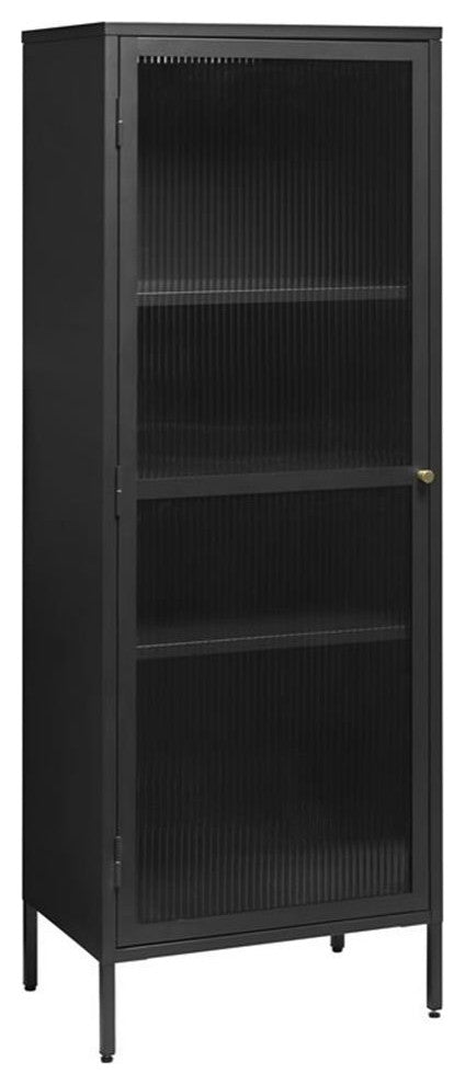 1-Door Glass & Metal Display Cabinet in Black