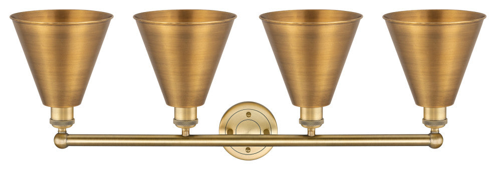Ballston Cone 4-Light 35" Bath Vanity Light, Brushed Brass