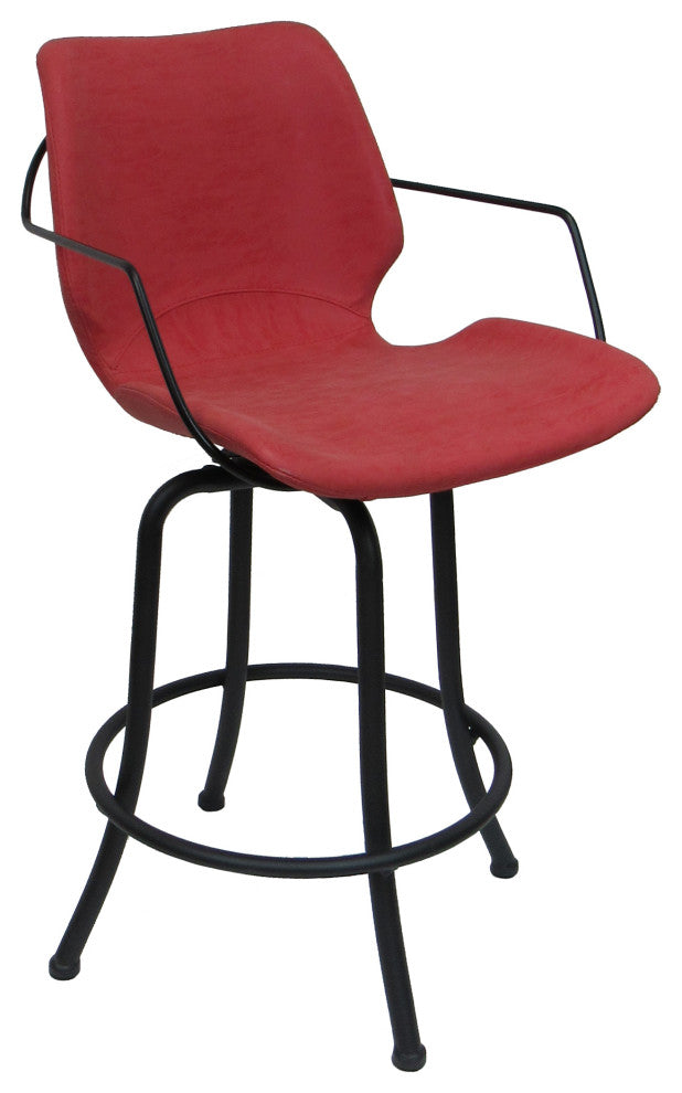 Swivel Metal Counter 26" 30" or 34" Bar Stool - Asheville, Red - Black, 26"