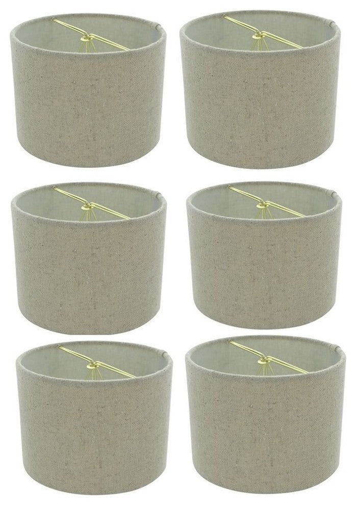 Retro Barrel 5" Drum Clip-on Chandelier Lampshade, Set of 6, Beige