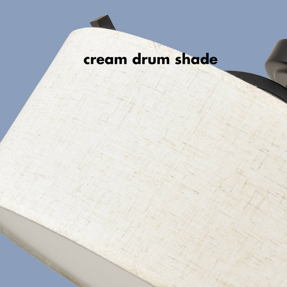 Black Fabric Drum Ceiling Light Dimmable