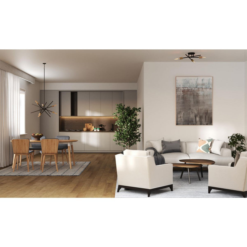 Astra Collection Three-Light 18" Antique Bronze Modern Semi-Flush Mount Light