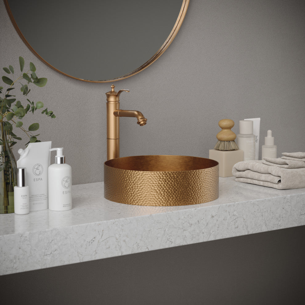 Karran Cinox Stainless Steel Round Vessel Sink, Brushed Copper