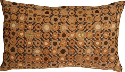 Pillow Decor - Houndstooth Spheres Throw Pillow, Orange, 12" X 20"