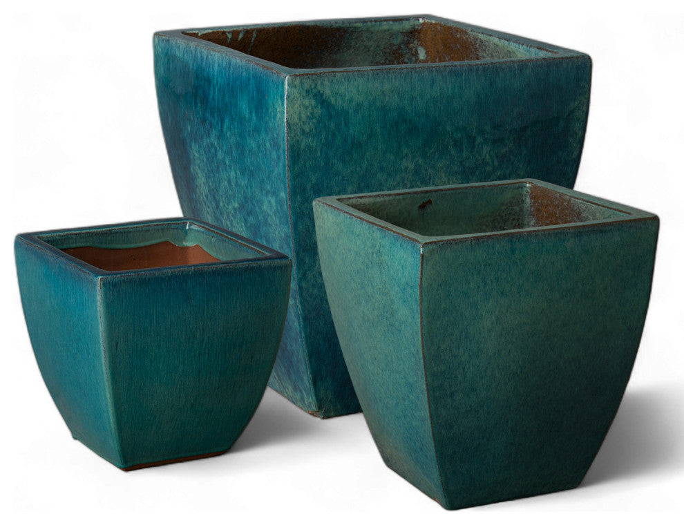 21 In Teal Ceramic Square Planter