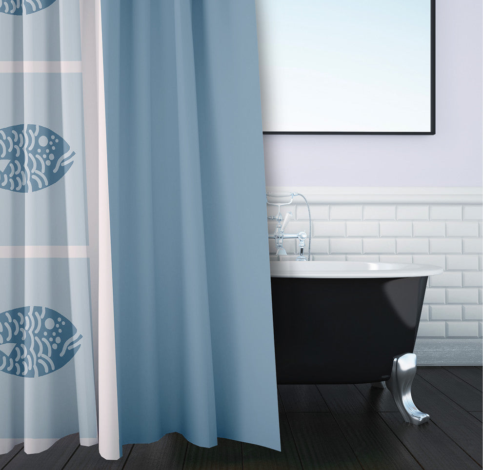 Fish Chips Dusty Smoke 70" w x 73" h Shower Curtain