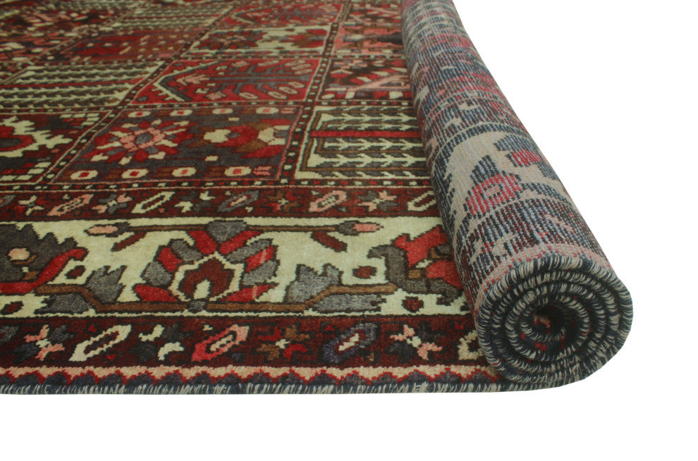 Fine Vintage Distressed Forest Red/Beige Rug, 6'10x10'3