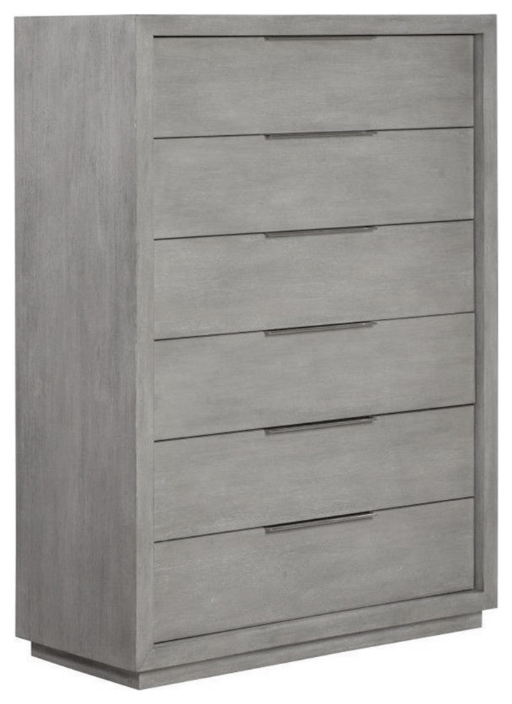 Benzara BM273434 Modern Acacia Wood 6 Drawer Tall Dresser Chest, Heather Gray