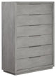 Benzara BM273434 Modern Acacia Wood 6 Drawer Tall Dresser Chest, Heather Gray