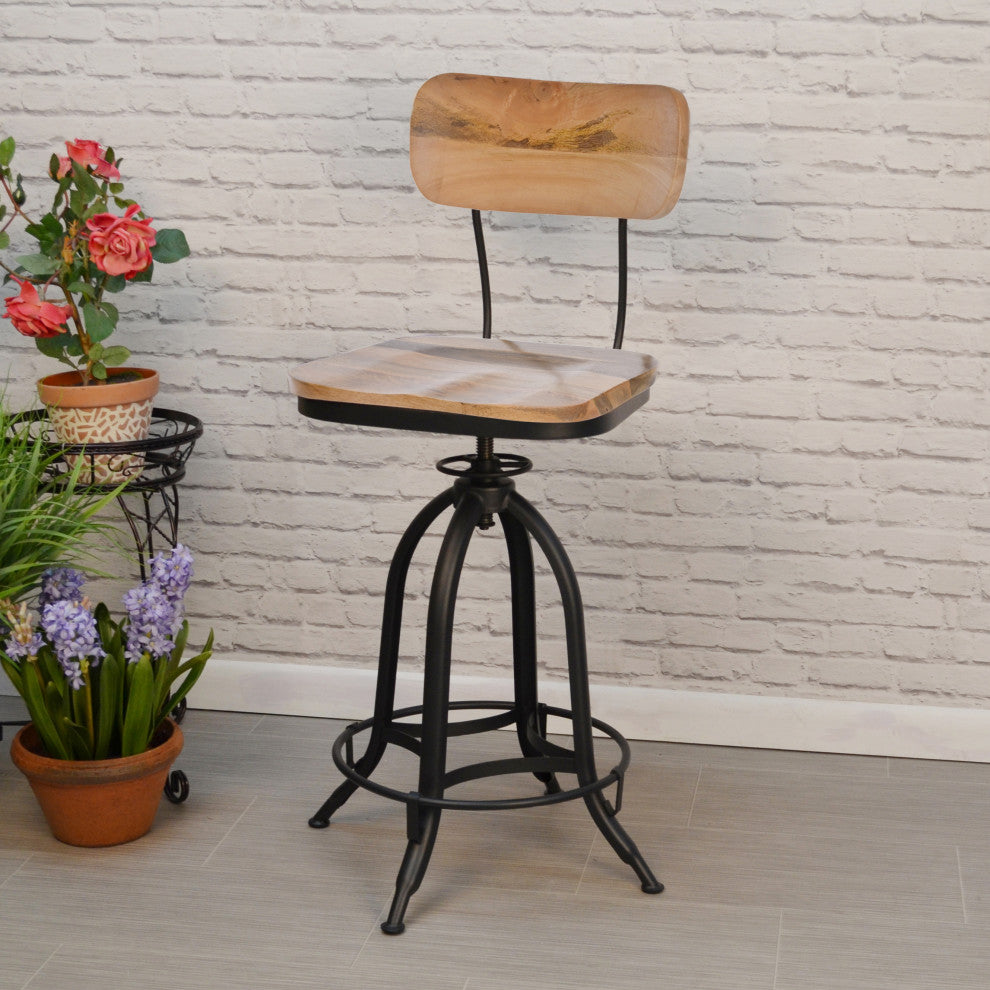Mason Adjustable Stool, Natural/Black