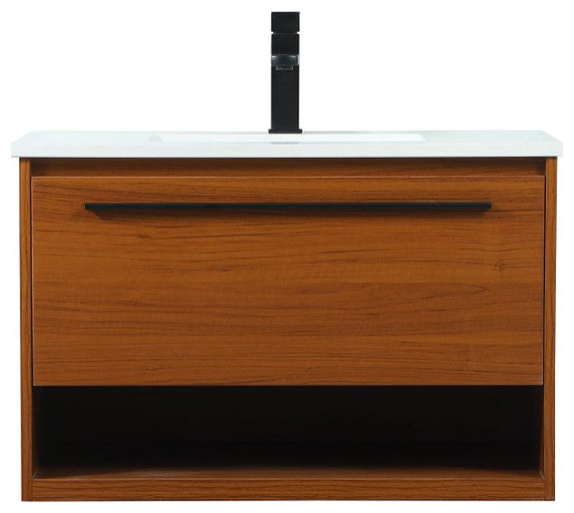 Rabi Single Bathroom Vanity, Teak, 30"