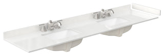 Beckett TK 84" White Double Vanity, White Quartz Top, 3-Hole, Black Trim