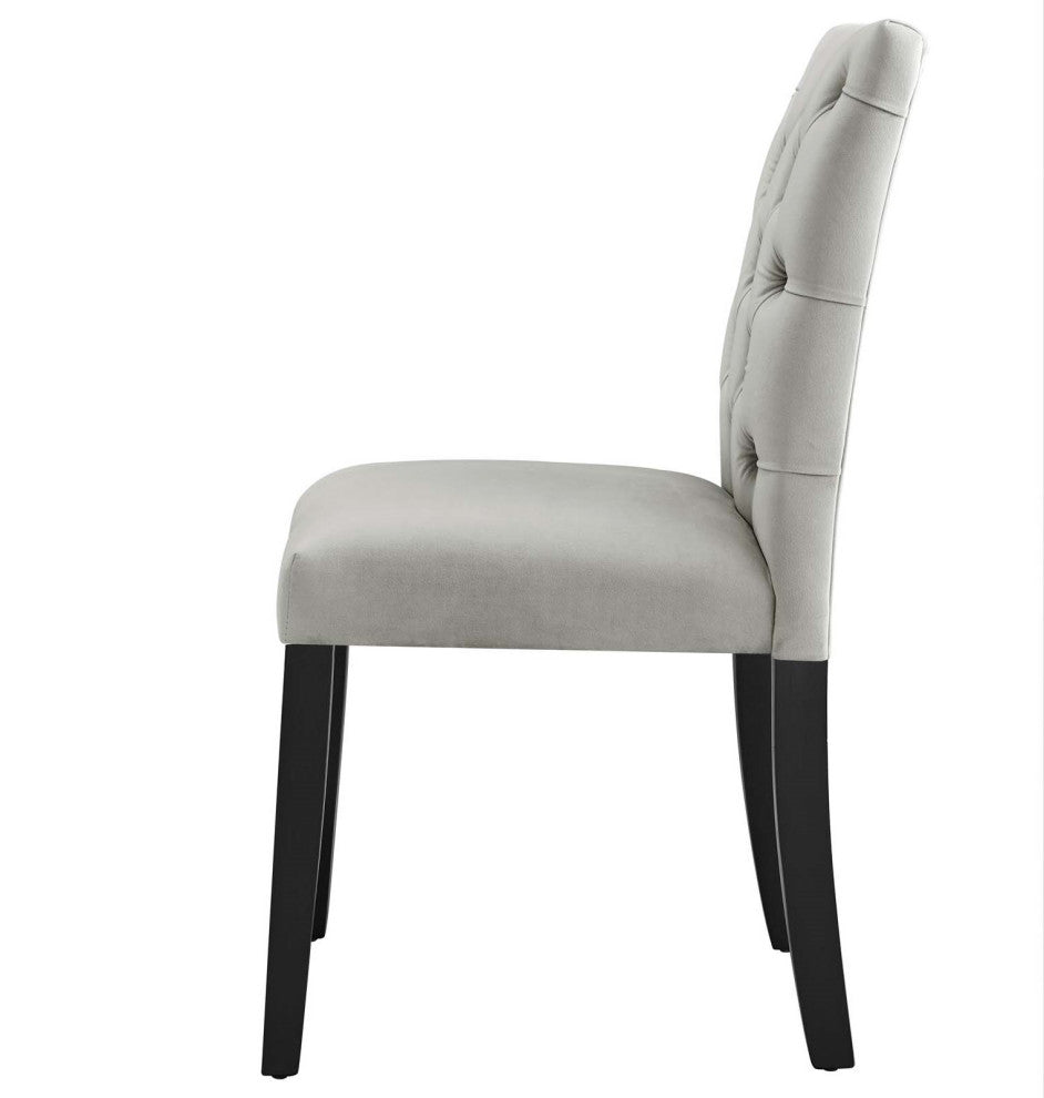 Side Dining Chair, Set of 2, Gray, Velvet, Modern, Cafe Bistro Hospitality