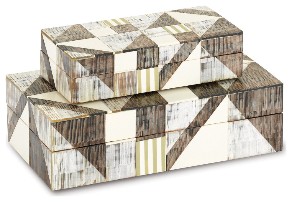 Modernist Bone and Horn Boxes, 2-Piece Set