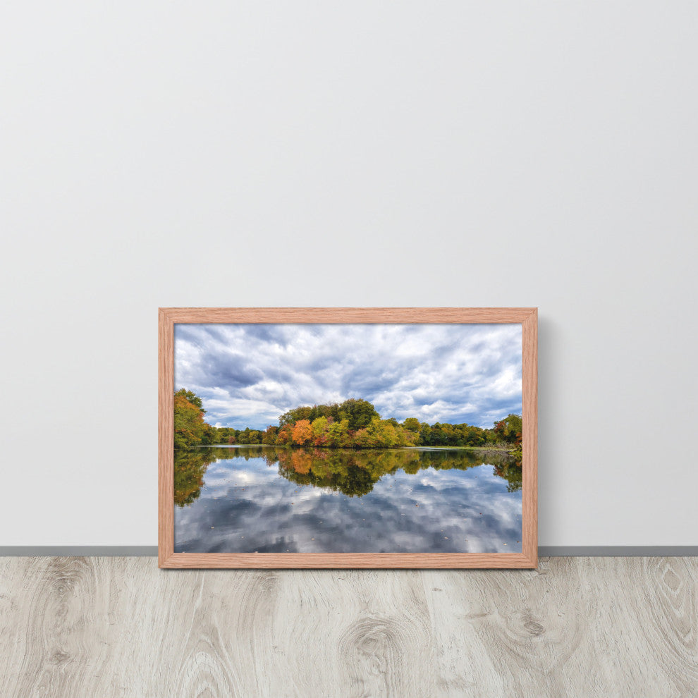 Autumn Reflections Rural Landscape Framed Photo Paper Wall Art Prints, Red Oak, 12" X 18"