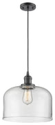 1-Light Large Bell 12" Pendant, Oil Rubbed Bronze, Glass: Clear