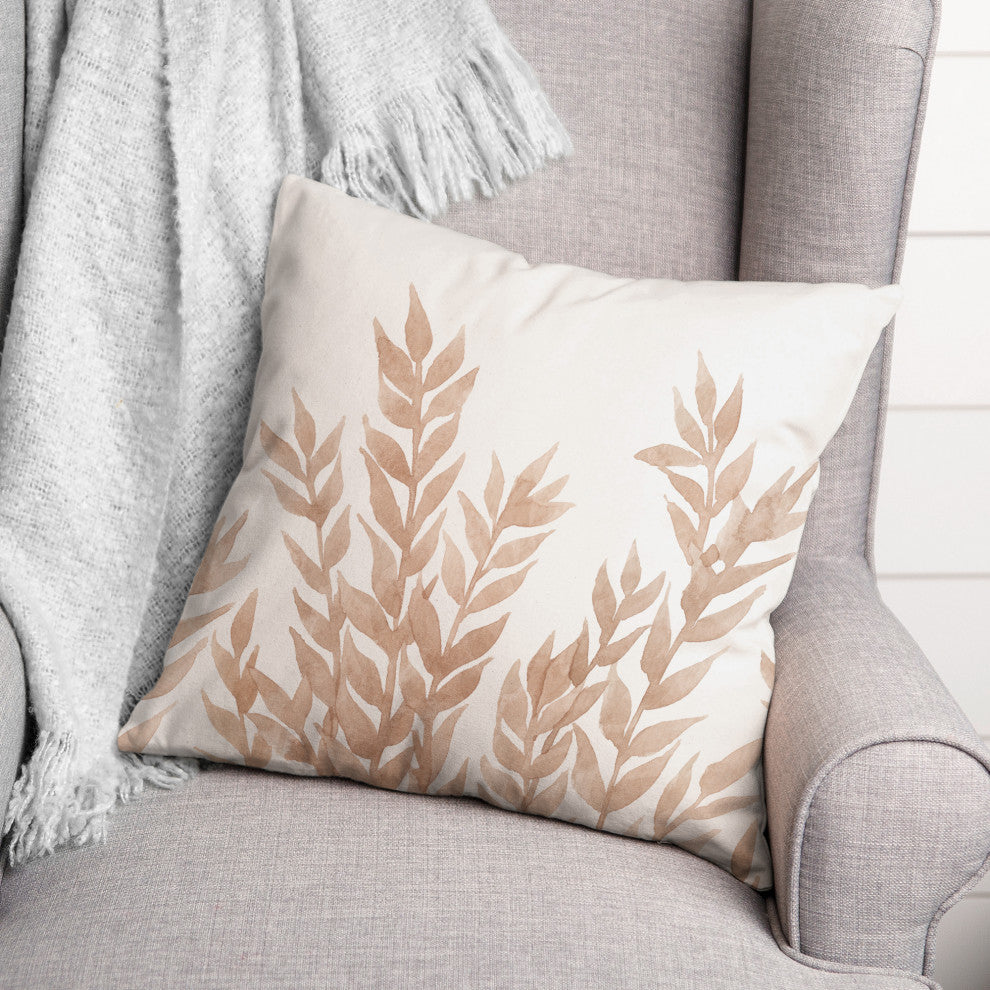 Brown Dried Florals 18"x18" Spun Poly Pillow
