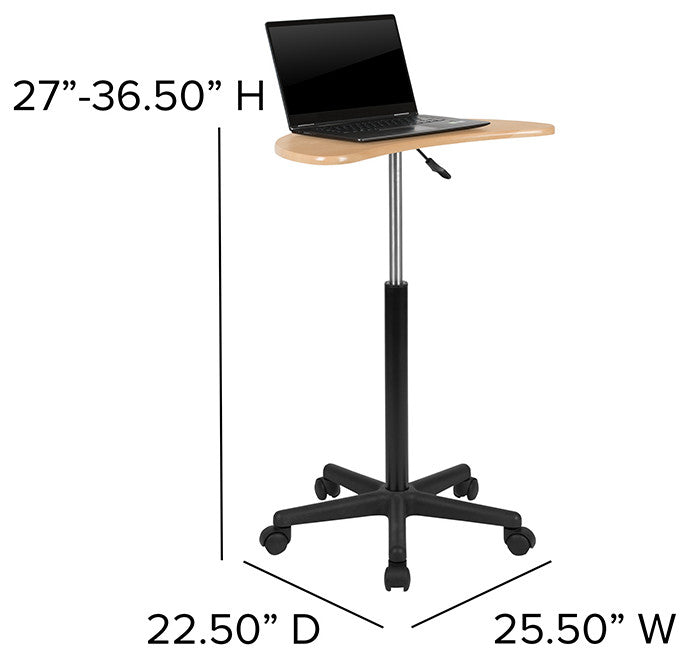 Maple Sit to Stand Mobile Desk