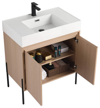 Fine Fixtures Crownpoint Bathroom Vanity, White Oak, 30", White