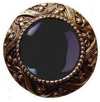 Victorian Jewel Knob Antique Brass, Blue Sodalite Natural Stone, Antique Brass,