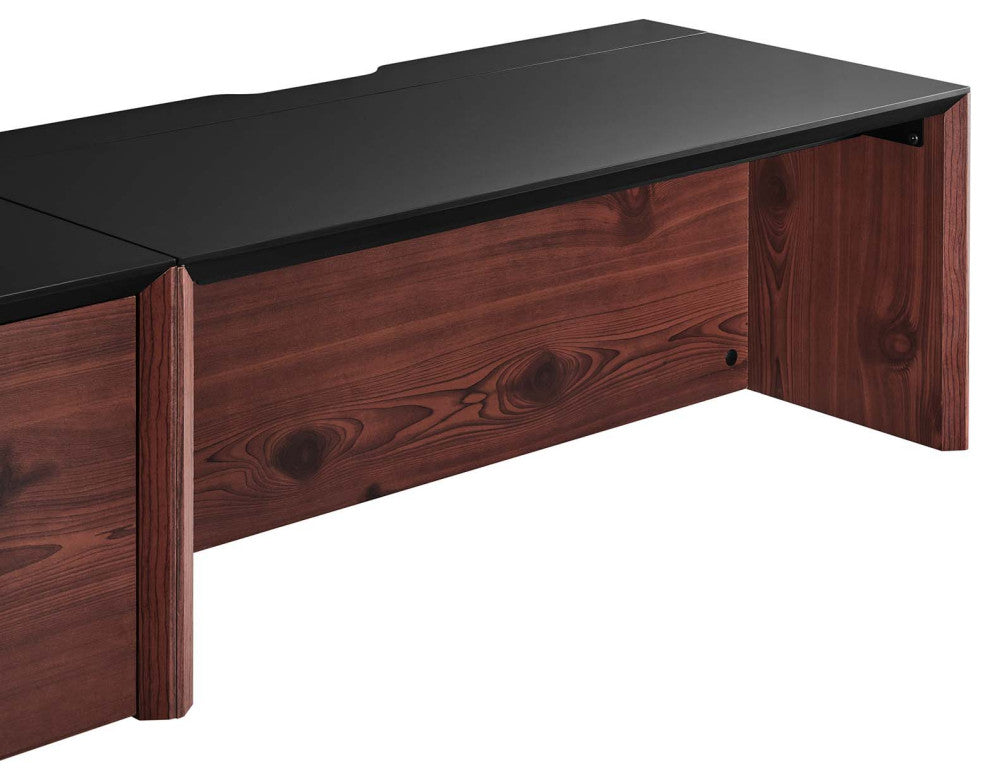 Kinetic 38" Wall-Mount Office Desk With Cabinet and Shelf, Black Cherry