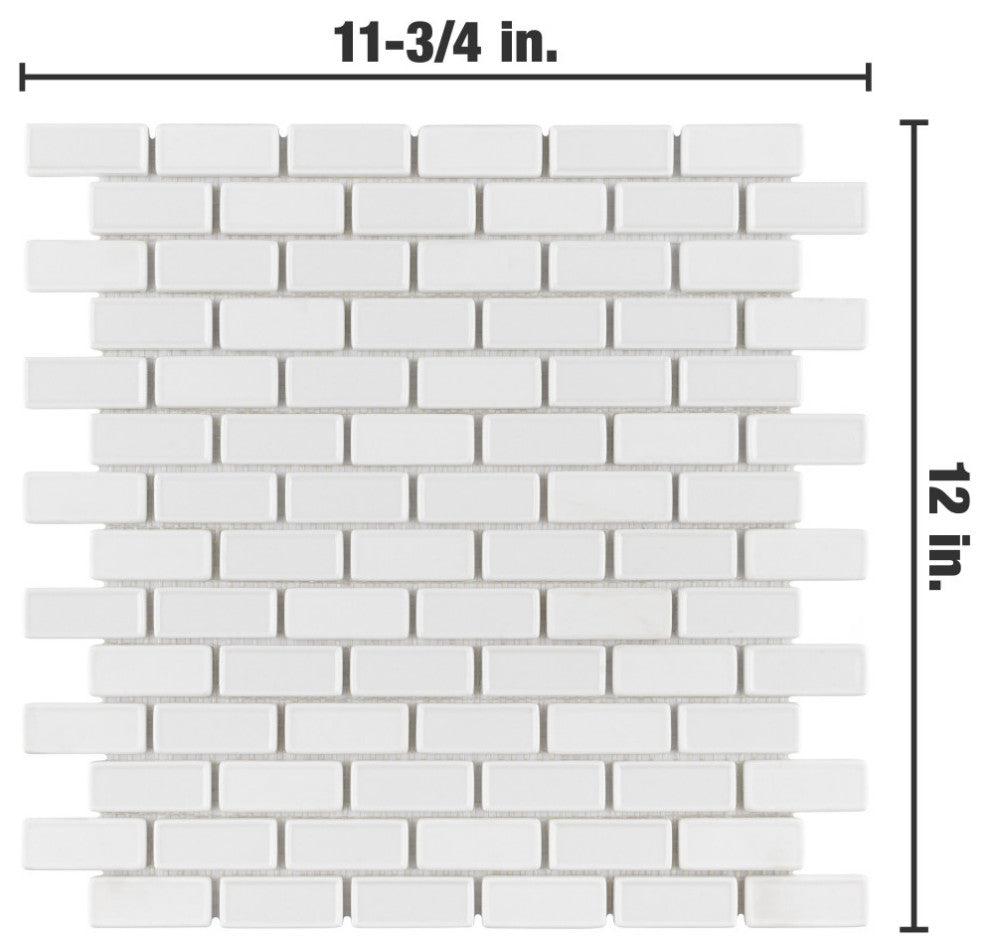 Expressions Recessed Subway White Glass Floor and Wall Tile