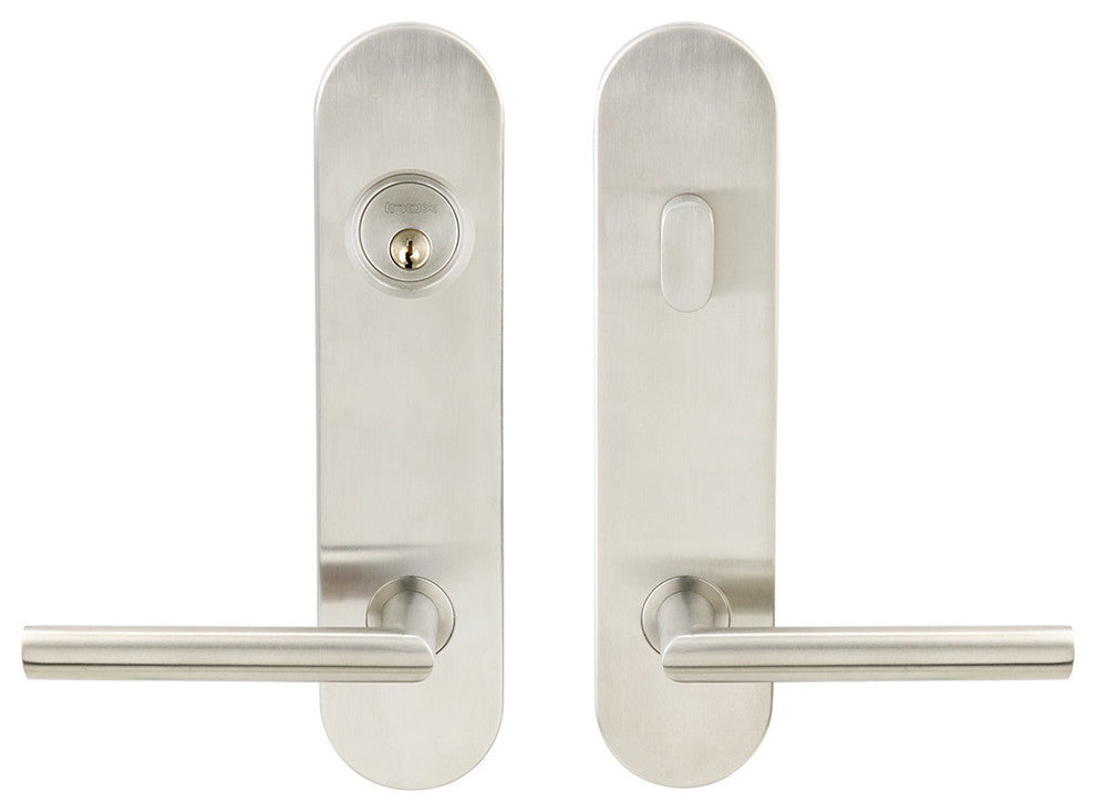 Frankfurt Lever, Tubular Entry, Single Cylinder, LH, Satin Stainless Steel