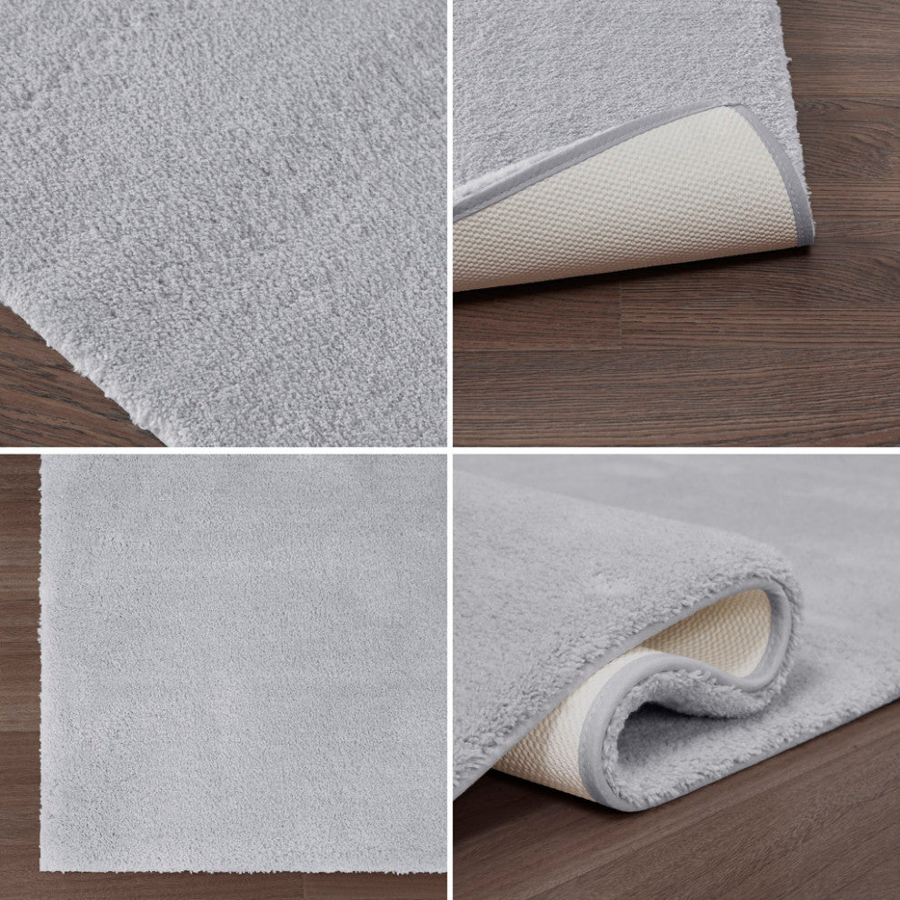 Madison Park Signature Marshmallow Bath Rug, Grey, 20x24" Contour