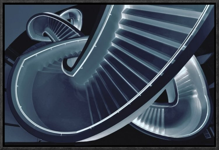 "Blue Stair" Framed Canvas Giclee by Henk Van Maastricht, 19x13"
