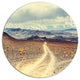Dry Grass And Mountains In Argentina, Landscape Disc Metal Artwork, 23"