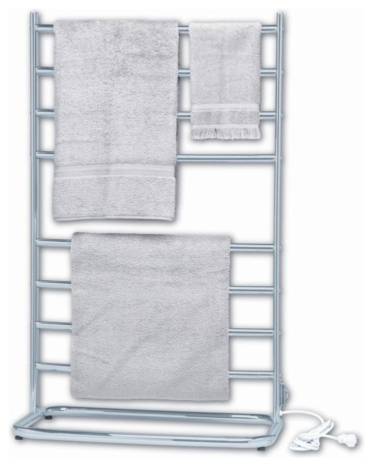 Modern Floor Standing or Wall Mounted Towel Warmer, Chrome