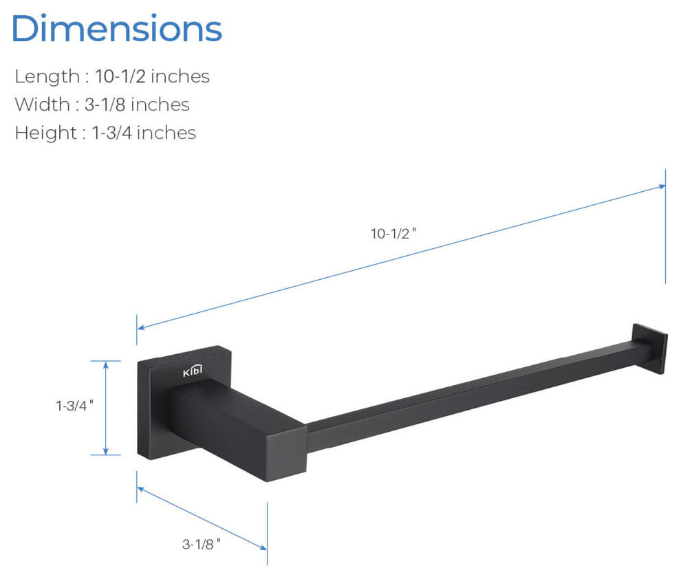 Cube 10" Bathroom Towel Bar KBA1503, Matte Black