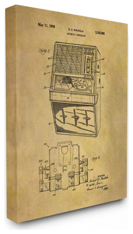 Patent Vintage Jukebo"x Brown Te"xture Design, 16"x20"