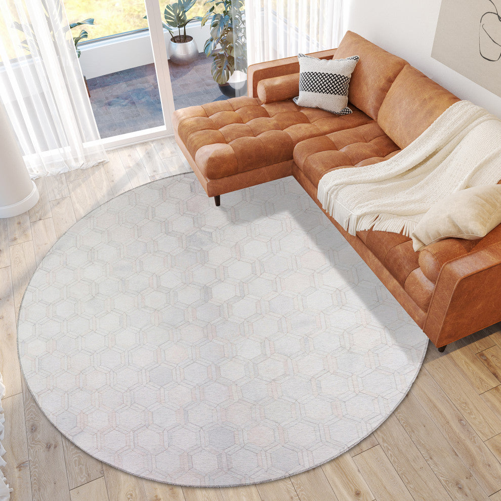 Indoor/Outdoor Stetson SS1 Linen Machine Washable 8' x 8' Round Rug