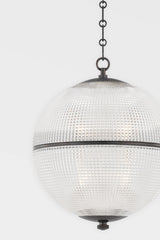 Sphere No. 3 1-Light Pendant, Large, Distressed Bronze, Clear Shade