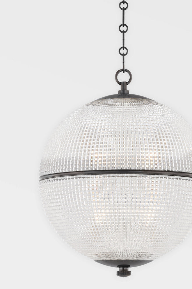 Sphere No. 3 1-Light Pendant, Large, Distressed Bronze, Clear Shade