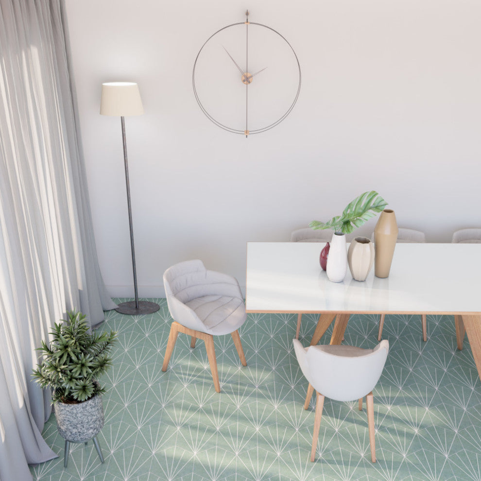 Aster Hex Encaustic Porcelain Floor and Wall Tile, Verde