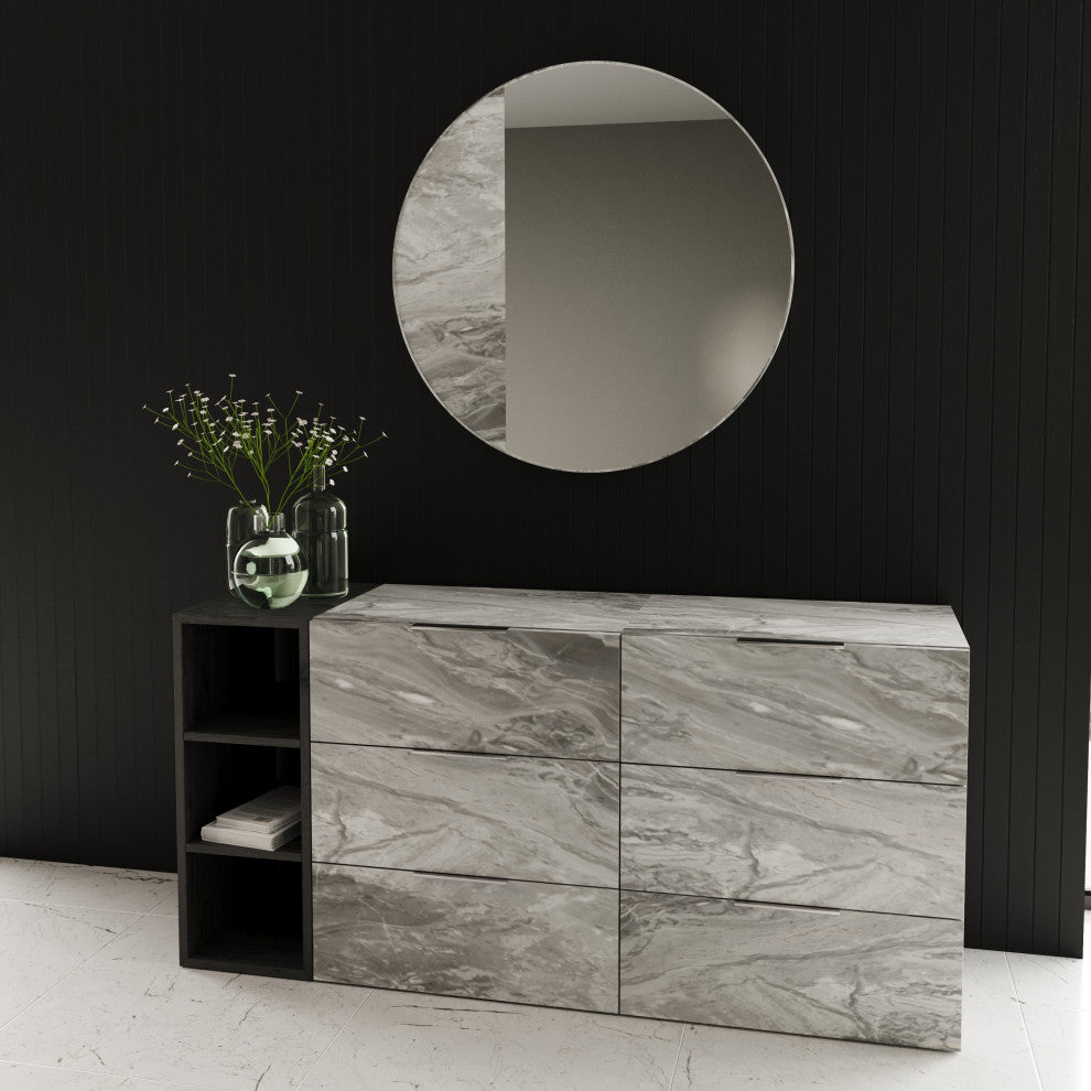 Maranello Gray Wash and Faux Marble Dresser