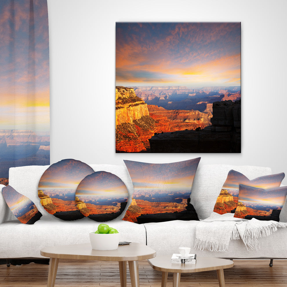 Beautiful View of Grand Canyon Landscape Wall Throw Pillow, 16"x16"