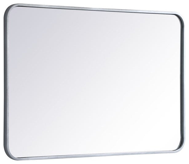 Ellis Soft Corner Metal Rectangular Mirror, Silver, 24"x36"