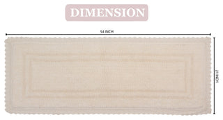 Opulent Reversible Bath Rug Set, Mat Non Slip, 21"x54" Runner, Ivory