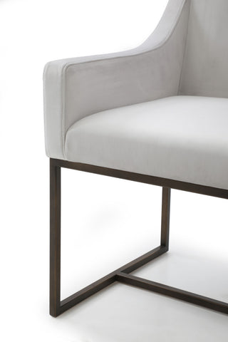 Modrest Elijah, Beige and Copper Antique Brass Dining Chair