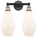 Cindyrella-2 Lt 16"Bath Vanity Lt-Black Antique Brass -Cased Matte White Shade