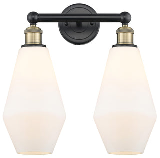 Cindyrella-2 Lt 16"Bath Vanity Lt-Black Antique Brass -Cased Matte White Shade