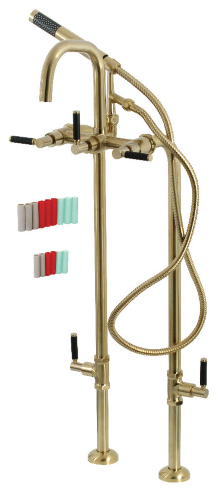 CCK8407DKL Freestanding Tub Faucet With Supply Line, Stop Valve, Brushed Brass