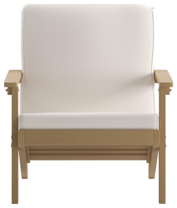 Charlestown All-Weather Poly Resin Wood Adirondack Club Chair with Cushions, Nat