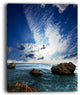 "Rocky Beach With White Clouds" Modern Beach Canvas Art Print, 30"x40"